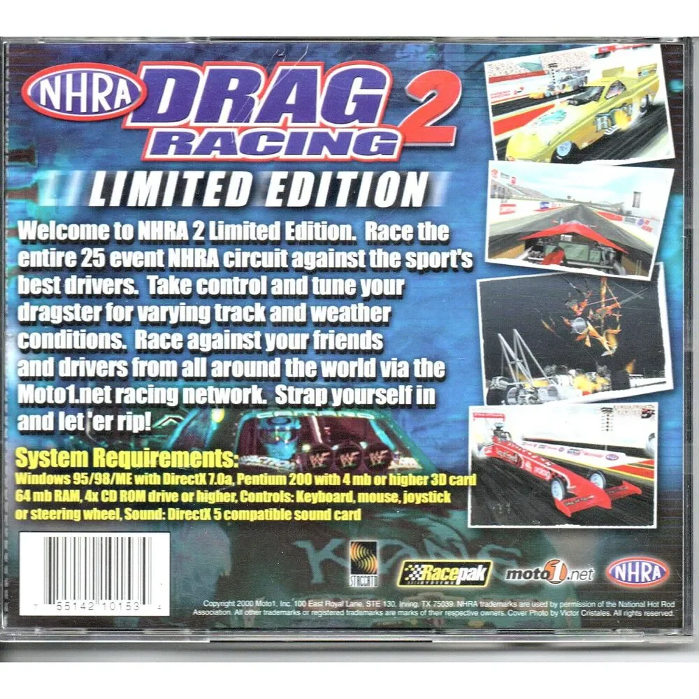 Vintage Auto Racing CD-ROM; NHRA Drag Racing 2, Microsoft DOS, DOS, Windows 95/9